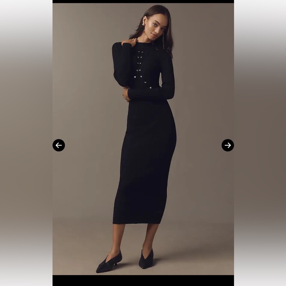 Anthropologie Long-Sleeve Studded Sweater Midi Dress - Picture 1 of 3